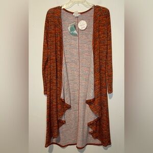 NWT Honey & Lace Orange and Gray Open Front Cardigan K